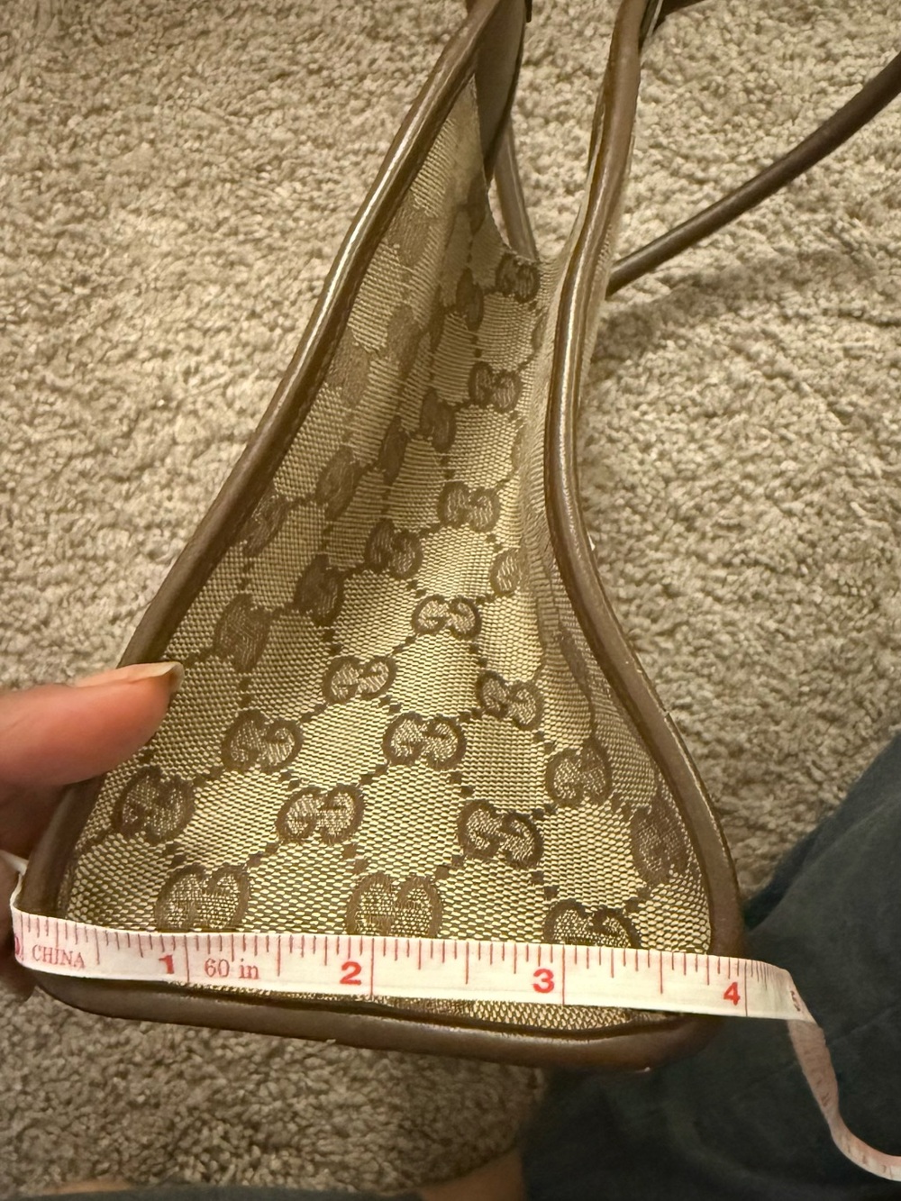 Gucci Jackie GG Canvas Bardot Shoulder Bag Brown Leather Made in Italy Authentic - Picture 13 of 13